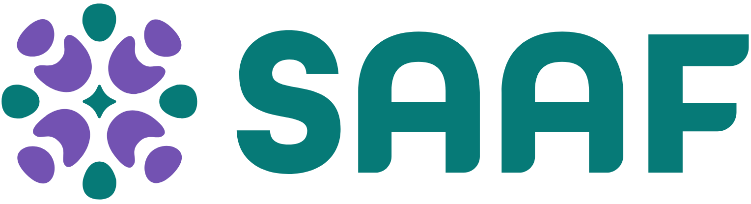 Logotipo de SAAF, fondo global dedicado a apoyar organizaciones que trabajan por el acceso al aborto seguro.