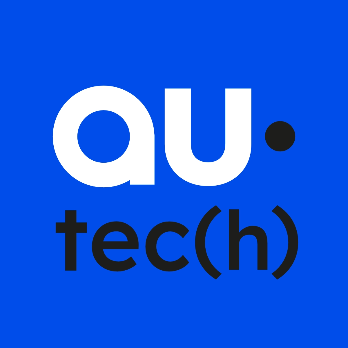 Identidad visual de au·tec(h), empresa especializada en SEO y growth, con logotipo azul y negro.