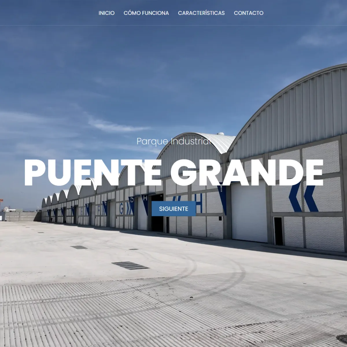 Sitio web de Parque Industrial Puente Grande con diseño responsive e información sobre renta de bodegas.