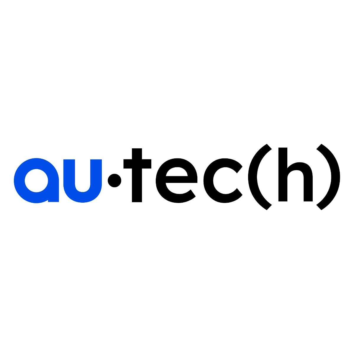 Identidad visual de au·tec(h), empresa especializada en SEO y growth, con logotipo azul y negro.