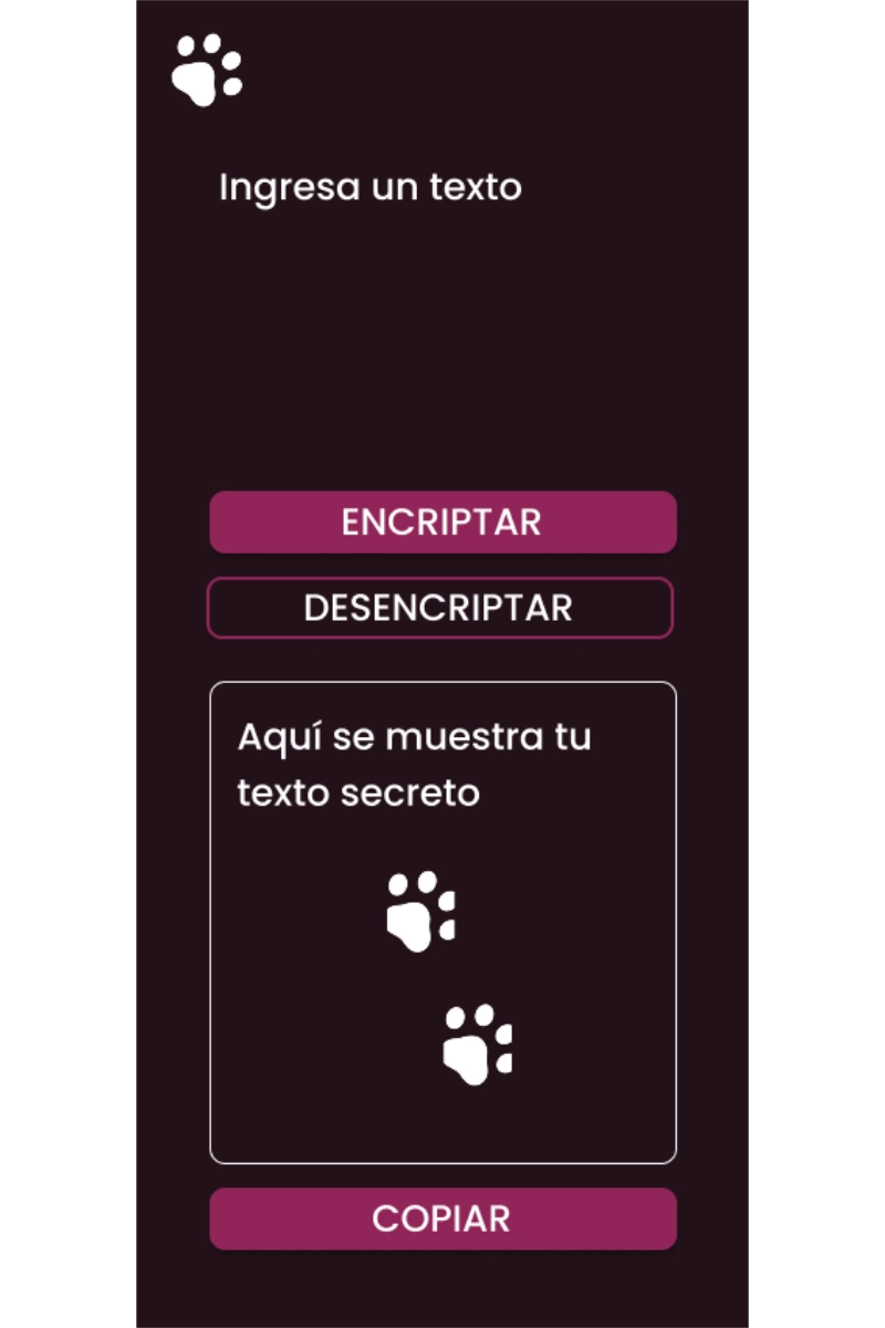 Interfaz responsive de Copy-Cat Encrypter, una aplicación web para encriptar y desencriptar texto.