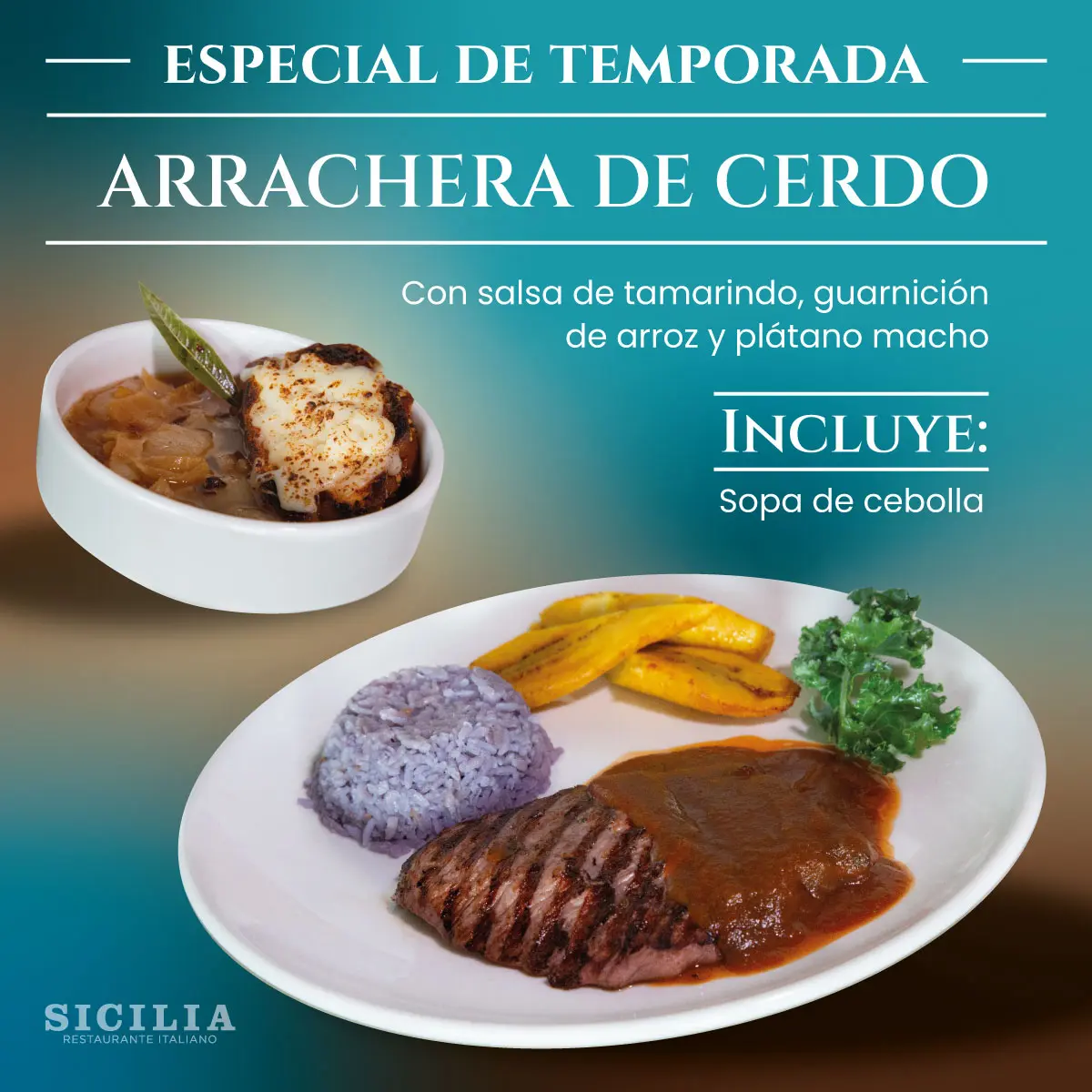Publicación promocional de un especial de temporada para Sicilia Restaurante Italiano.