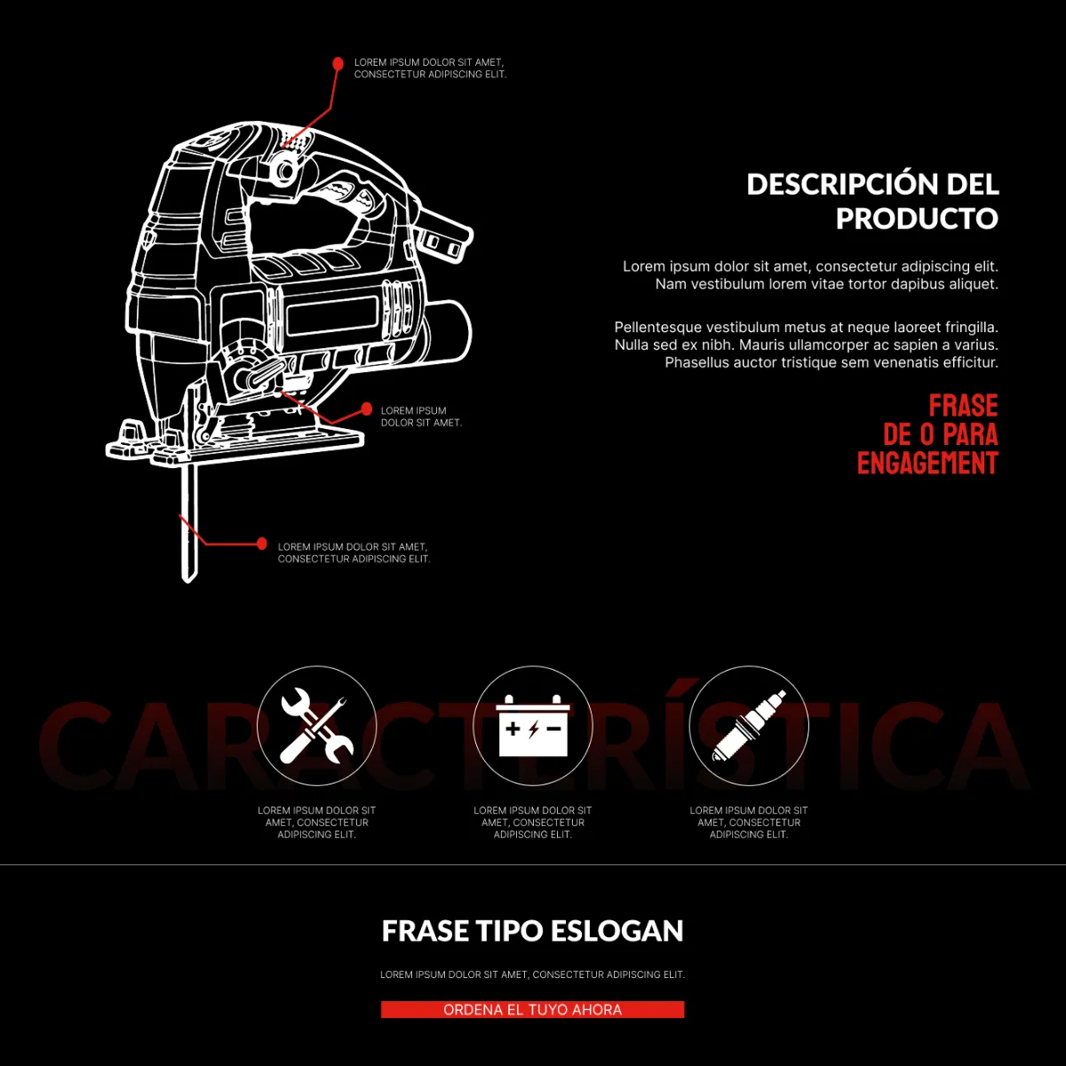 Propuesta de diseño web para Ferretip enfocada en productos destacados y presentación visual de características.