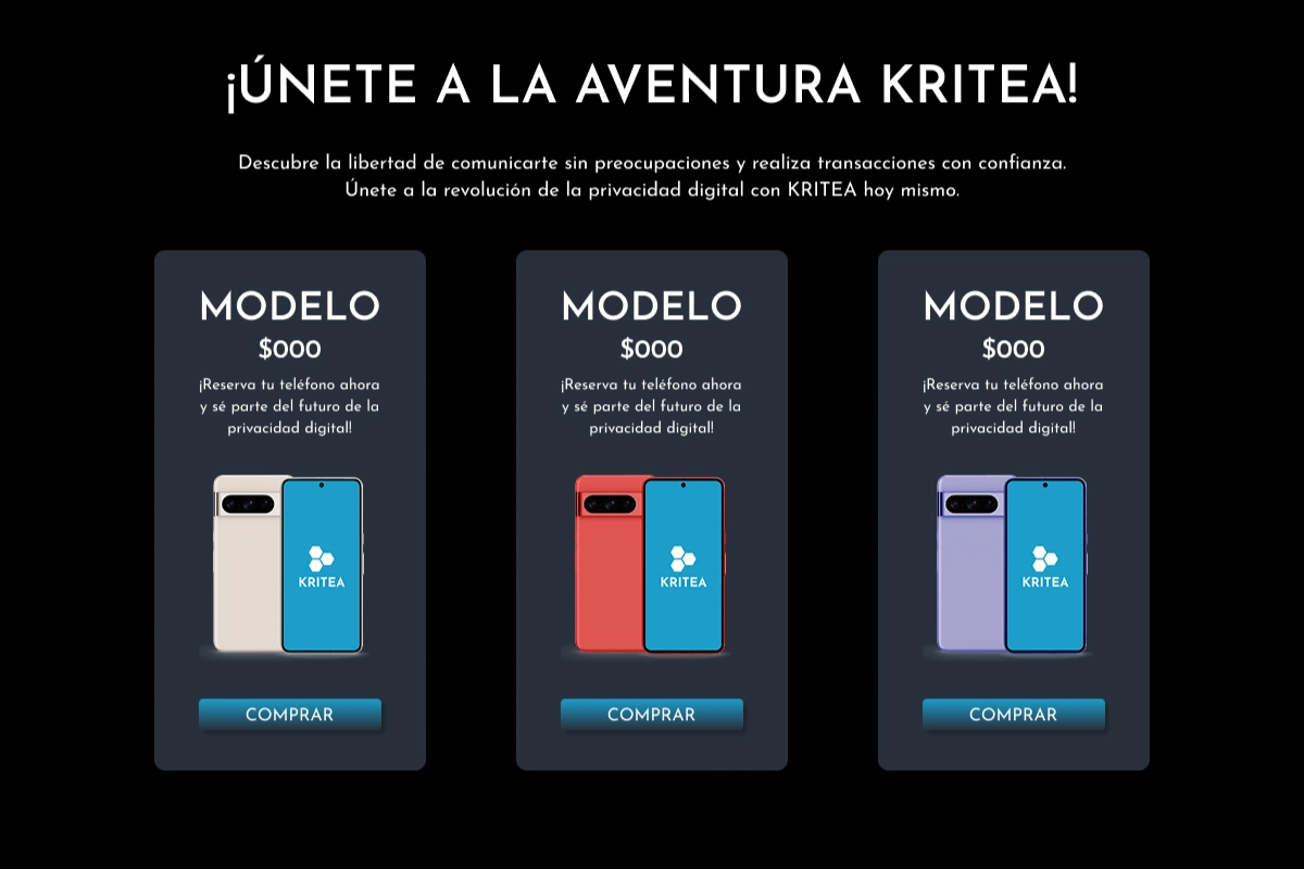 Propuesta conceptual de sitio web y e-commerce para Kritea, con identidad visual temporal y diseño de interfaces.
