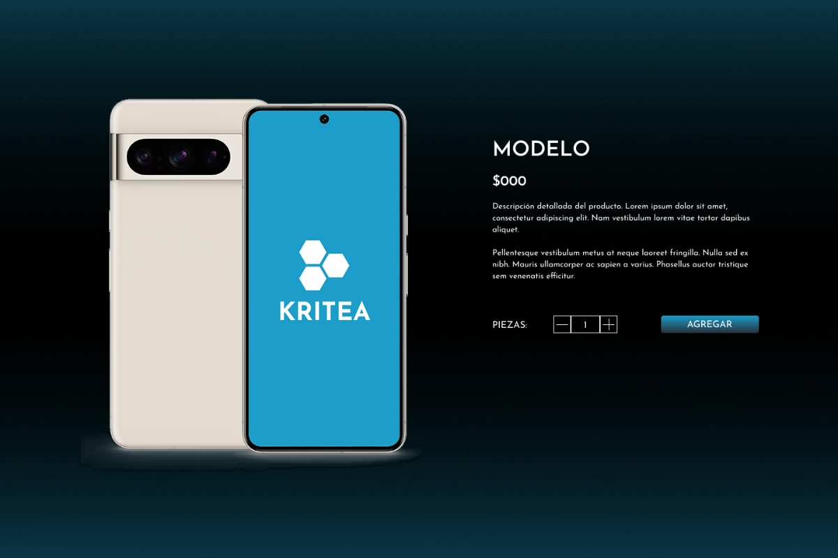Propuesta conceptual de sitio web y e-commerce para Kritea, con identidad visual temporal y diseño de interfaces.
