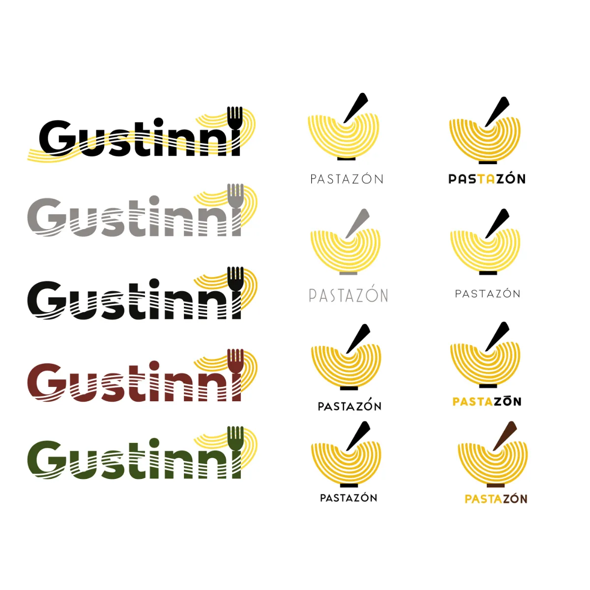 Logotipo de Pastasón formado por un tazón de pasta amarillo, un tenedor gris y el nombre de la marca.
