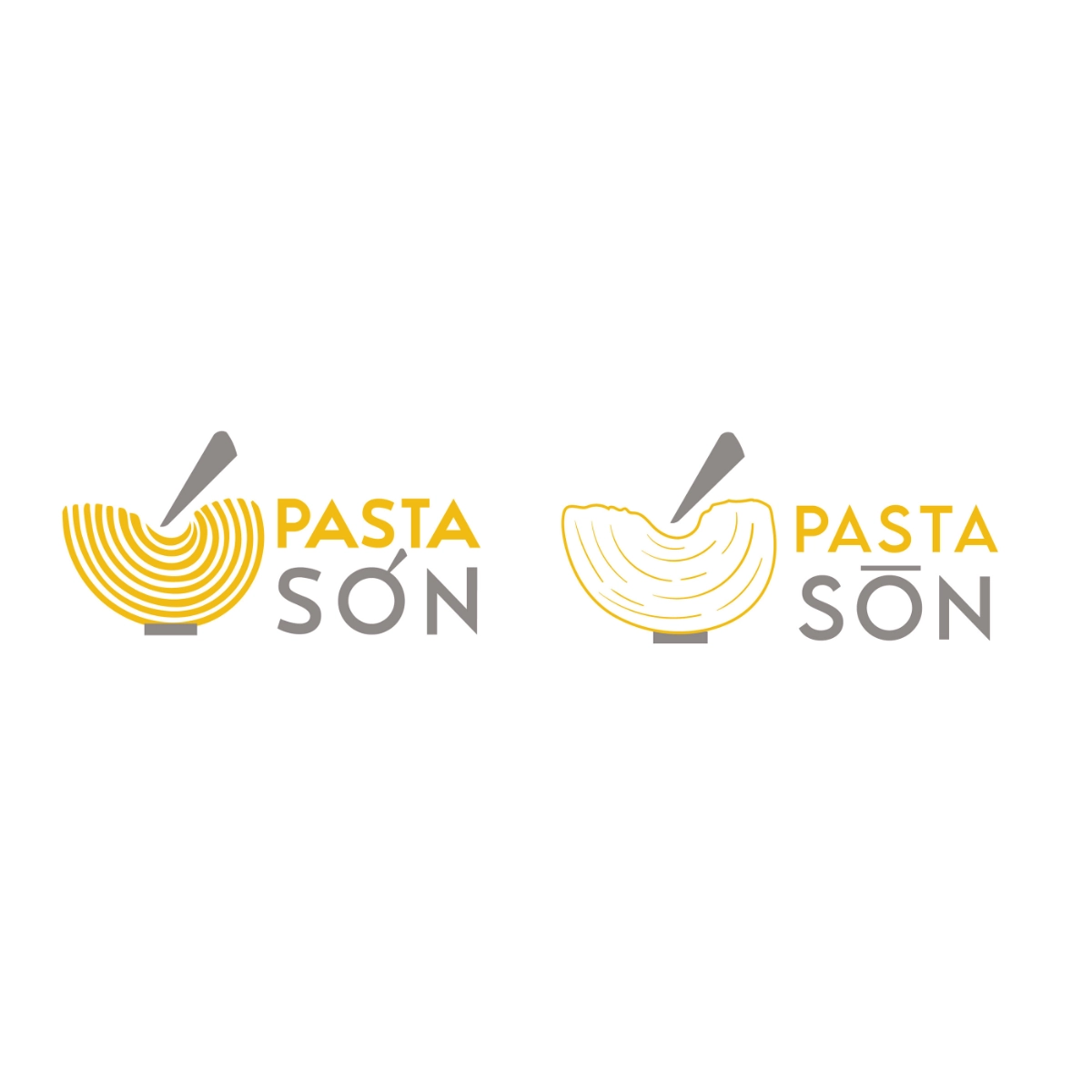 Logotipo de Pastasón formado por un tazón de pasta amarillo, un tenedor gris y el nombre de la marca.