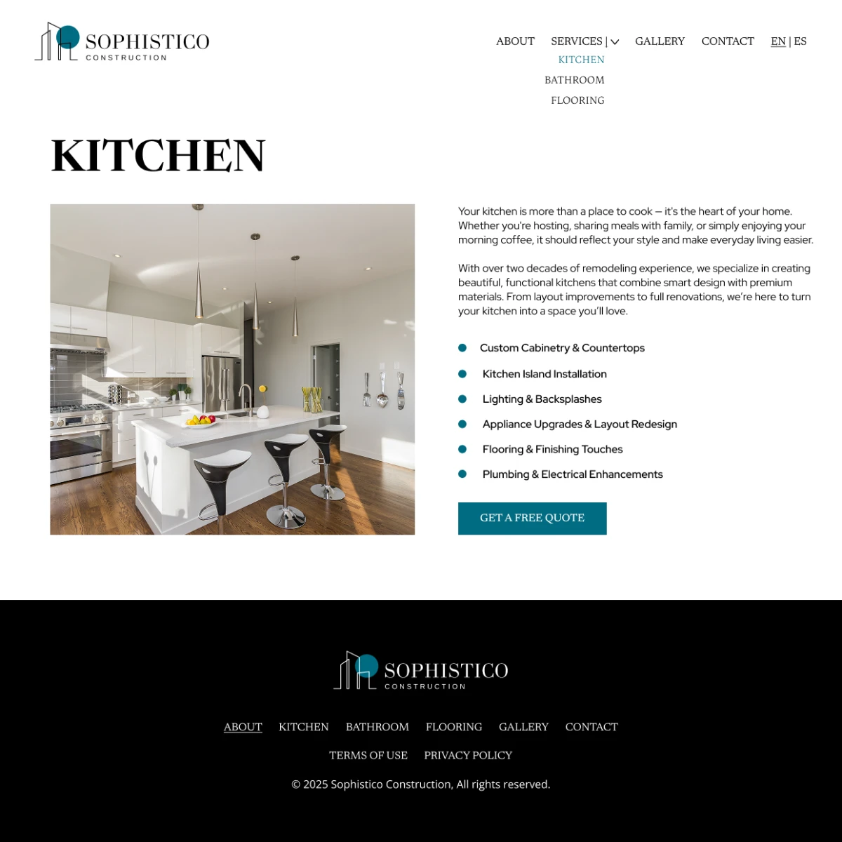 Propuesta de identidad visual y diseño web para Sophistico Construction.