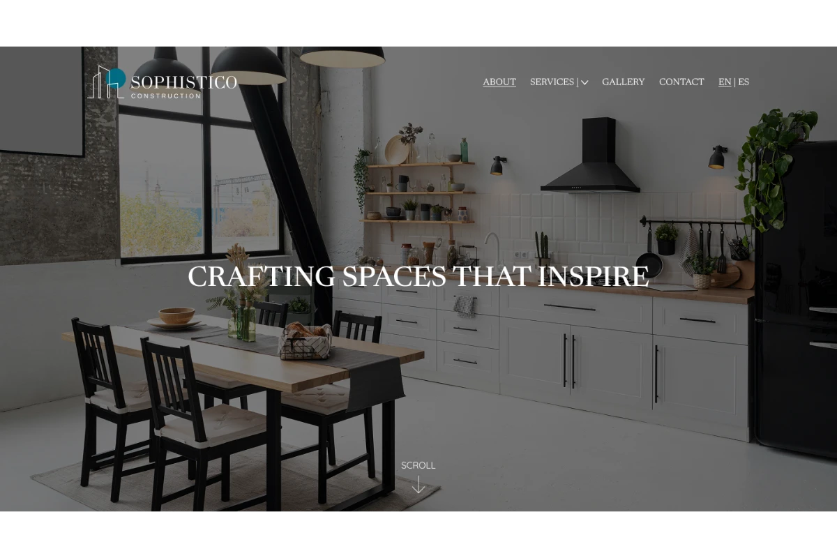 Propuesta de identidad visual y diseño web para Sophistico Construction.